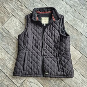 Joules Black Quilted Vest Gilet Fleece Lined Equestrian Jacket US Size 12